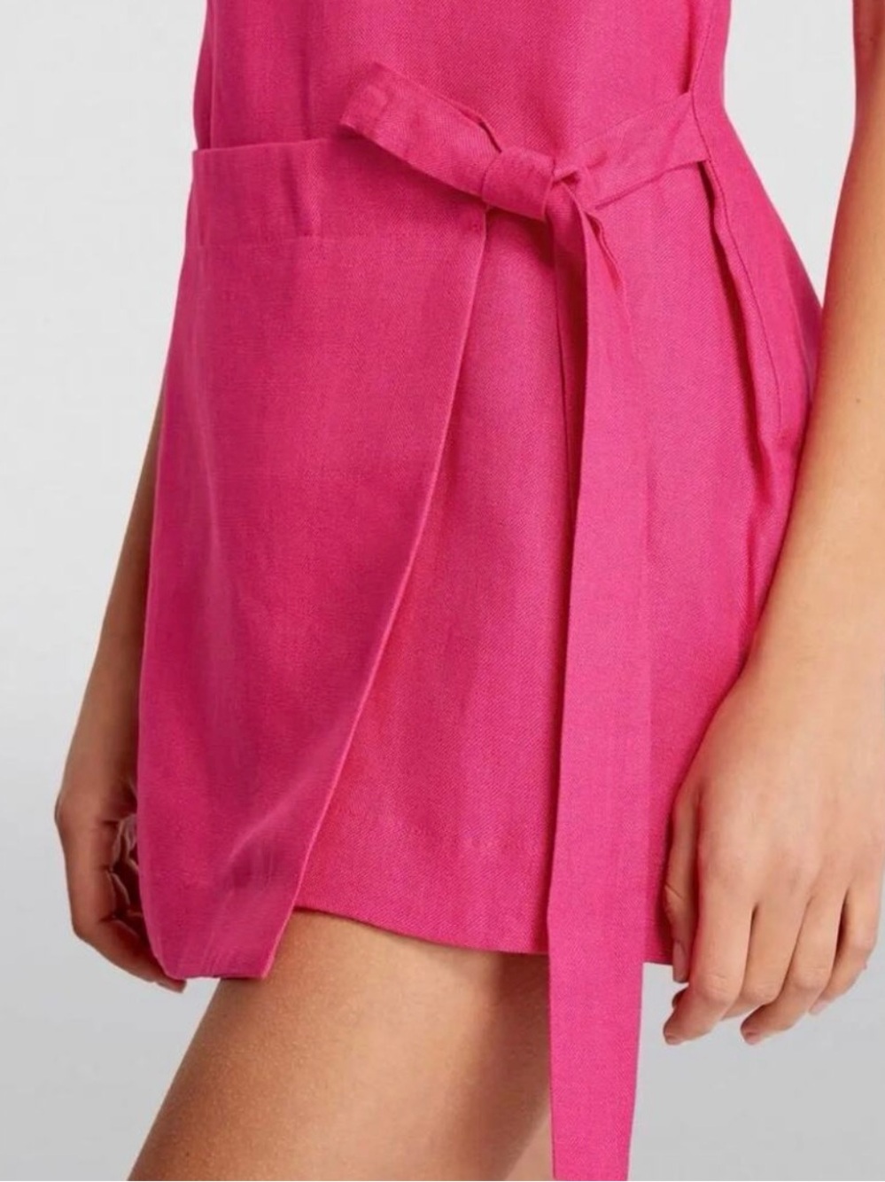 Bondi Born Martinique Linen Mini Dress Fuchsia Pink Wrap XS - Picture 5 of 16